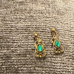 Elegant Gold and Green Earrings